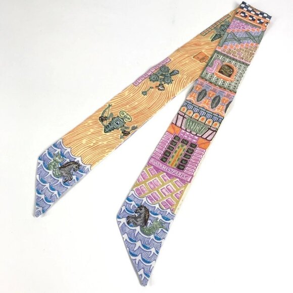 HERMES Twilly Twilly Band Scarf Scarf silk Multicolore - Picture 3 of 11